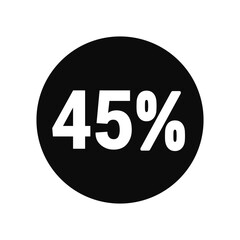 discount 45% icon vector black circle with white text