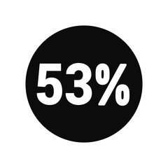 discount 53% icon vector black circle with white text
