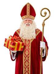 Sinterklaas Holding Gift and Staff