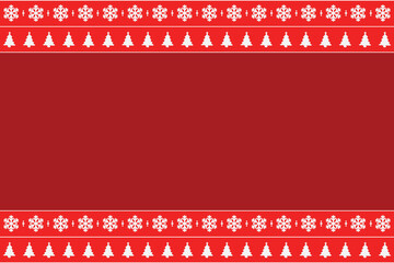 Festive Red Background with Christmas Tree and Snowflake Borders