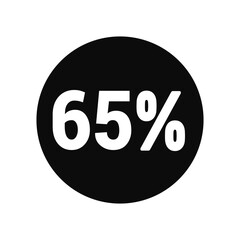 discount 65% icon vector black circle with white text