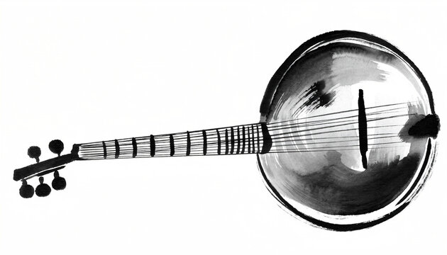 Resonator Mandolin: A Vintage Musical Instrument in Black and White.