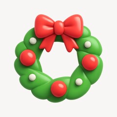 Fototapeta premium Festive 3D Christmas wreath illustration.