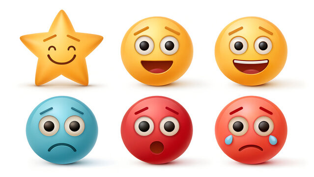 Emoji angry face clipart character set. Emojis 3d cute clip art like star eye, wow, amazed, red mad face, broken hearted and silly facial expression emoticon graphic elements collection vector 