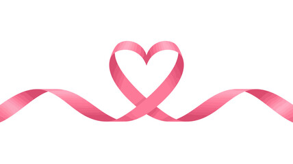 A delicate pink ribbon forms a beautiful heart shape at its center symbolizing love support and awareness for breast cancer and other important causes