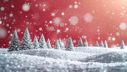 Enchanting winter scene with snow-covered trees and falling snowflakes