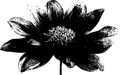 Obraz premium Geometric folk style black and white stencil flower illustration for artistic designs