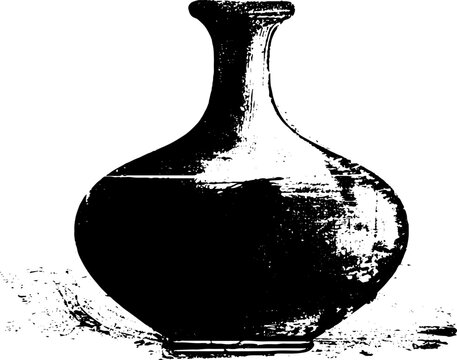 Luxury minimalist stencil of a vase in black and white for art and design projects