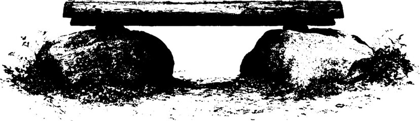 Naklejka premium Minimalist stencil illustration of rustic stone bench in black and white for artistic decor