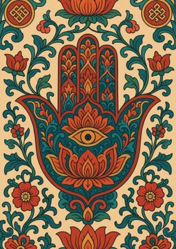 Intricate hamsa floral design.