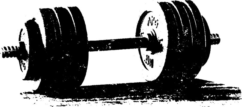 Black and white dumbbell stencil illustration for fitness design
