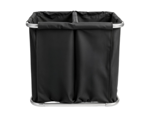 Black Dual Compartment Laundry Hamper with Metal Frame