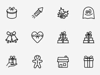 Festive Christmas Line Icons Collection