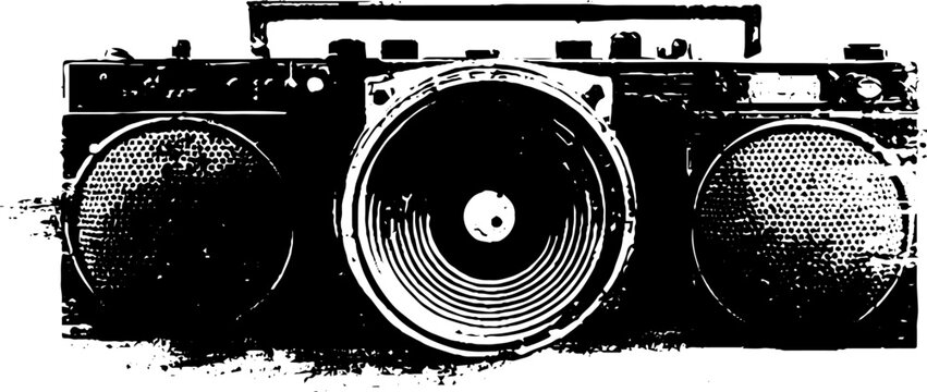 Retro urban boombox stencil art for music lovers and creative design projects