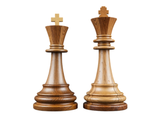 Realistic 3D Render of Dark and Light Wood Chess Kings