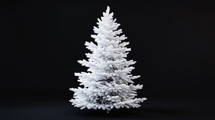 Elegant White Christmas Tree on Dark Background