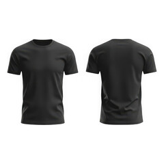 Naklejka premium Black t-shirt front and back view isolated on a transparent background
