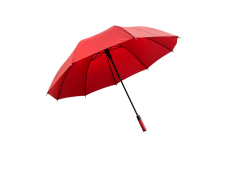 Vibrant Red Umbrella Isolated on Transparent Background - Powered by Adobe