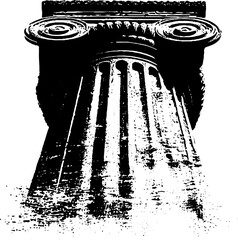 Naklejka premium Black and white architectural column stencil for urban art design