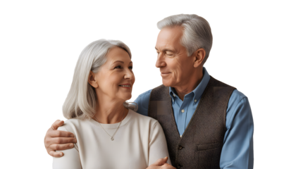 Happy senior couple looking at each other with love and affection