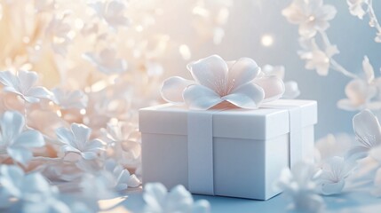 Elegant white floral gift box arrangement