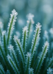 Obraz premium Frosty grass close-up beauty