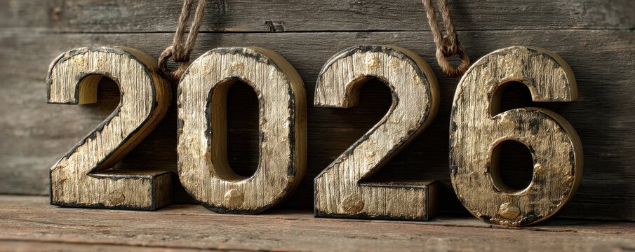 Rustic 2023 numbers mounted on a weathered wood wall for vintage year décor