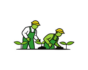 Obraz premium Farmers planting vector illustration isolated on white background