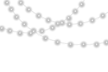 Christmas bulbs twinkle with gentle shine, festive garland string light PNG
