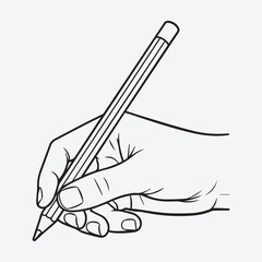 Hand Holding Pencil Drawing Illustration
