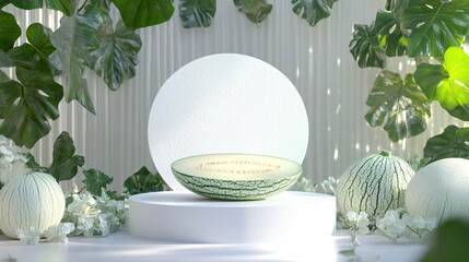 Elegant Winter-Themed White Podium Display