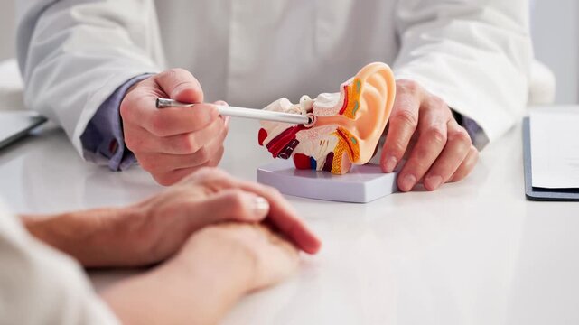 Doctor Explaining Vertigo And Hearing Problems