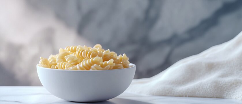 Elegant Fusilli Pasta in White Bowl on Marble - Powered by Adobe