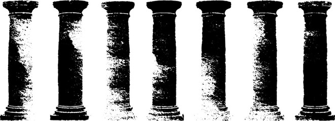 Obraz premium Black and white stencil design of classical columns for architectural art and design