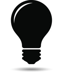 Fototapeta premium Black light bulb icon with filament detail on white background idea innovation
