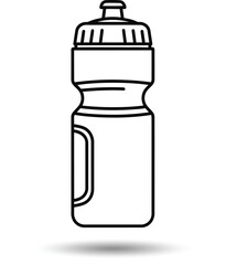 Black outline of a water bottle with cap on white background drink hydration