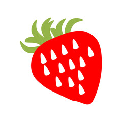 Fresh, ripe red strawberry fruit isolated on a white background with a green leaf, perfect for food, dessert, and healthy summer diet concepts