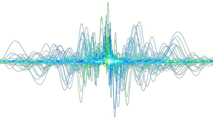 Abstract wave pattern with blue and green lines