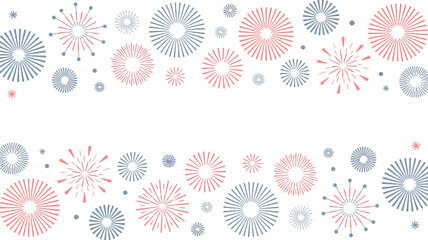 Whimsical abstract floral and starburst patterns in soft pastel colors creating a festive and celebratory border on a white background perfect for invitations and decorations