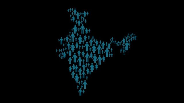 India Population Map Made Of People with alpha matte