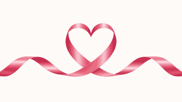 Elegant pink ribbon gracefully forms a heart shape symbolizing love support and awareness for breast cancer and other important causes on a clean white background - Powered by Adobe