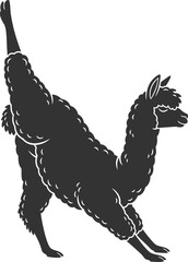 Fototapeta premium Playful alpaca doing yoga pose silhouette illustration