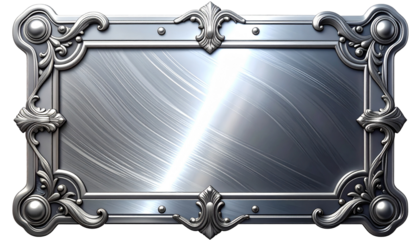 silver shiny blank metal nameplate isolated on white and transparent, background Remove png