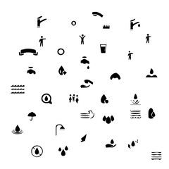 bath icons  vector, icon, set, black, design, symbol, illustration