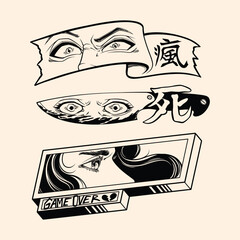 Anime Eyes Art Asset vector illustration