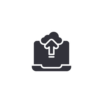 Cloud upload arrow icon for online backup, secure file storing, and automatic data synchronization.