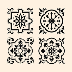 Talavera Tile Pattern Set Design vector illustration
