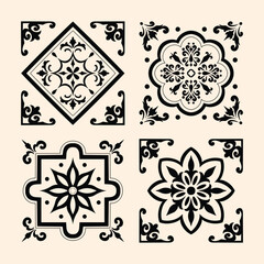 Talavera Tile Pattern Set Design vector illustration