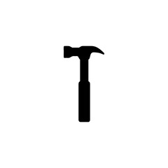 Black silhouette of a claw hammer on a white background