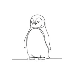 Baby penguin minimalist one line drawing vector illustration